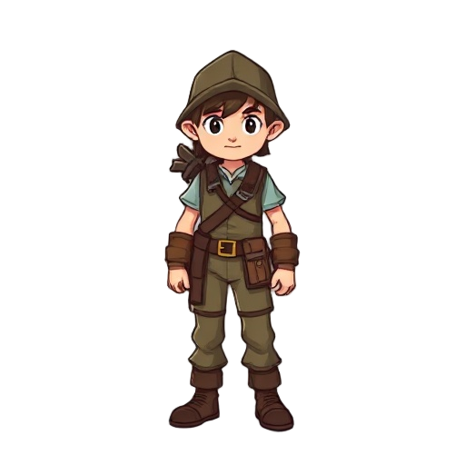 8-bit full body simple fantasy adventurer