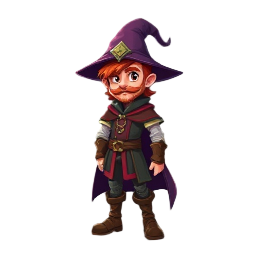 medieval battle mage, male, wizard hat, red hair, leather boots