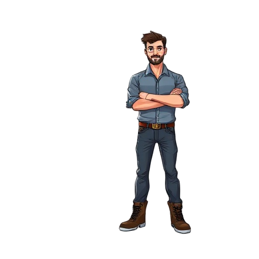 men wear shirt jeans and boots stand posture 