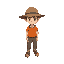 a young guy with a hat and orange clothes