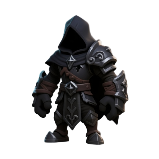 create a dark medieval warrior character for a game called tap souls. the character must look mysterious and powerful, with a shadowy presence. his face must never be visible, hidden by a deep hood, darkness, or a shadowed helmet.  style: dark fantasy / m