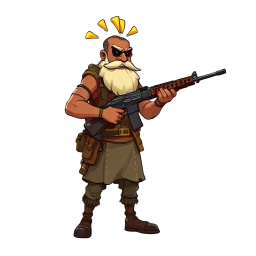 gere um personagem 2d baseado em "lampião" conhecido como rei do cangaço no nordeste brasileiro. suas roupas devem ser iguais as que ele usava quando era cangaceiro. faça ele segurando uma arma no modelo rifle, desenhe ele de perfil.
