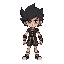 crie um pack de sprite 64px × 64px em 32bit do personagem asta do black clover, seja ele andando, atacando, correndo, respirando, pulando e parado