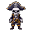 15 color pixel, skull ,pirate theme, full body 