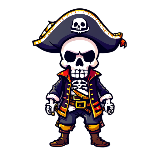 15 color pixel, skull ,pirate theme, full body 