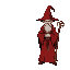 wizard, red robe, pointy hat, staff