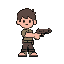 flat vector, small boy with gun