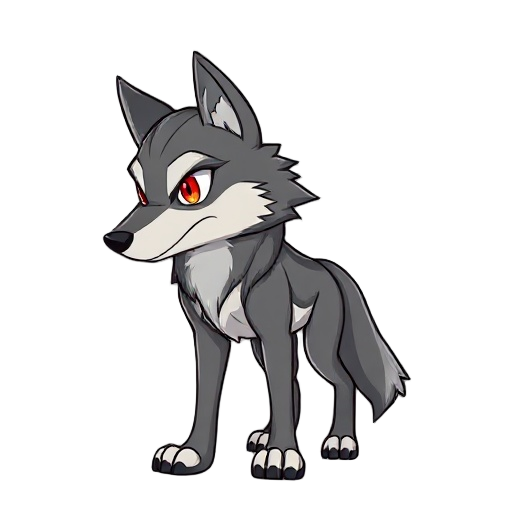 red eyed wolf, faced left