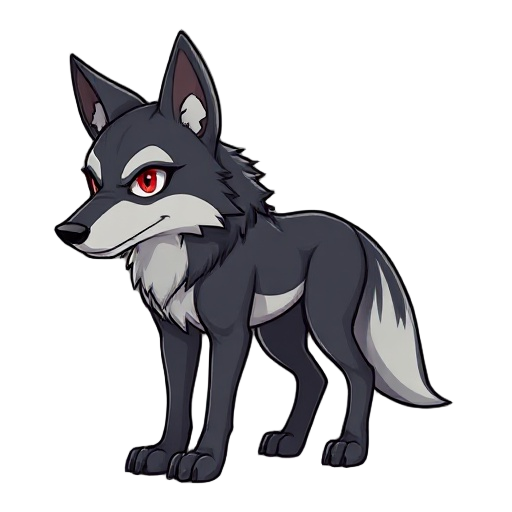 red eyed wolf, faced left