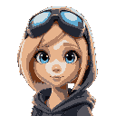 young girl, blonde hair, goggles on forehead, hood, realistic, lifelike, highres, blue eyes, turned, 3/4 perspective, side view