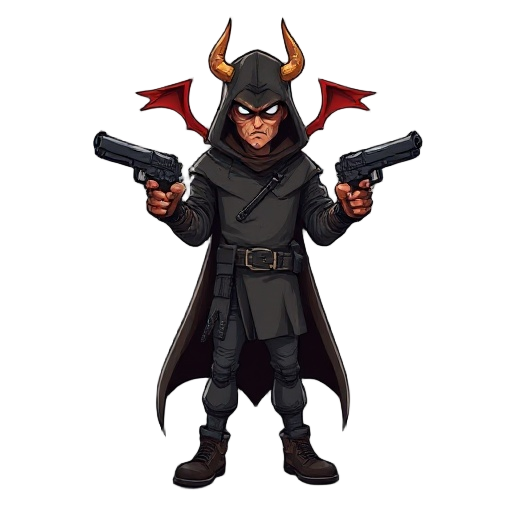   nome: "el diablo" (apelido dado por seus inimigos)  classe: pistoleiro renegado / caçador de recompensas  arma: duas colt peacemakers (personalizadas com entalhes de caveira)  vestimenta: poncho des