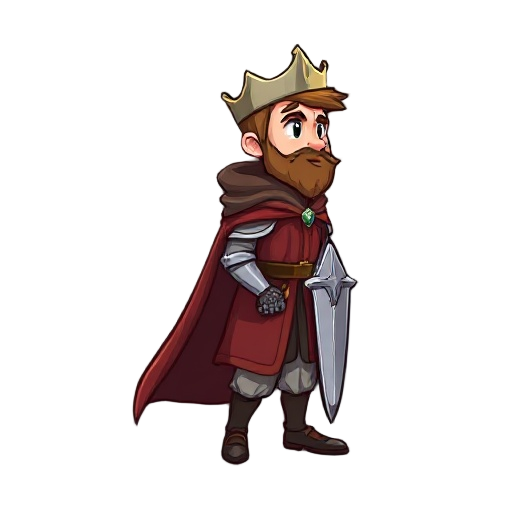 king without a cape and with a scabbard. make him look to the right side