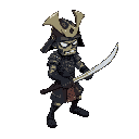 sprite of a samurai zombie warrior, medium detail level, clean shading, crisp pixel edges. designed for use in isometric games. sprite should face diagonally forward-right