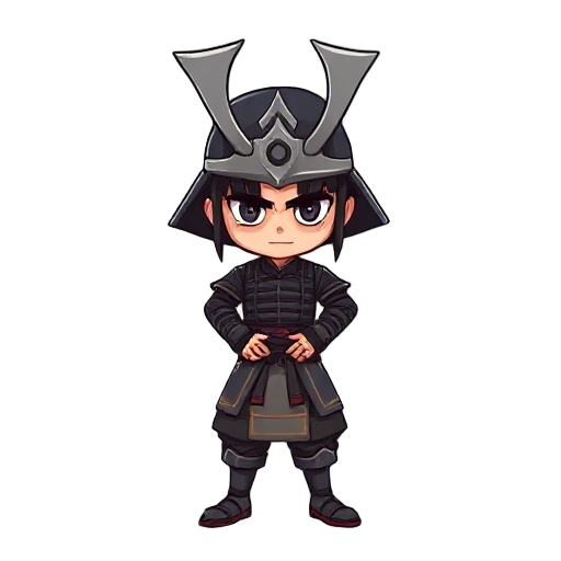 samurai de cabelos escuros