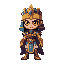 egyptian royal warrior character portrait, ancient armor, divine symbols, glowing eyes, gold and stone accessories, desert background, mystical style, full body, character des