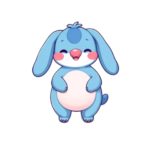 character, max size 48x48, blue / pink / violet, long ears, chubby tummy, cute and sweet