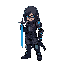 cyberpunk character with blue blade