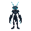 cyberpunk character with blue mantis blades