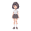gender: female pose: standing skin color: hex - fff9f5 eye color: hex - f7deff hair length: bob hair color: hex - c6b2ba clothing: white shirt, collar hex - f7deff, skirt hex - f7deff, socks - white, 