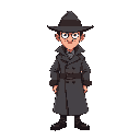 detective with robe and hat