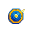 octagon power up icon for a space shooter, blue and yellow