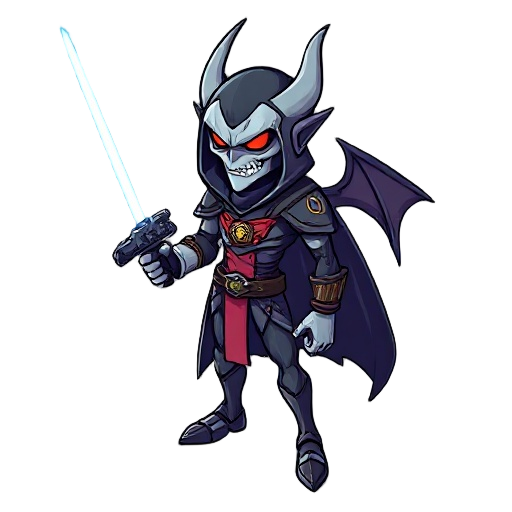 um vampiro futurista com uma espada lazer da mão 