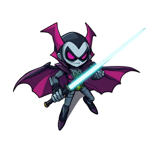 um vampiro futurista com uma espada lazer da mão 