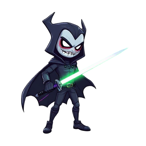 um vampiro futurista com uma espada lazer da mão 