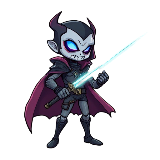 um vampiro futurista com uma espada lazer da mão 