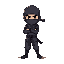a ninja character, unarmed, no background, pixel style