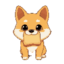 shiba dog had slice of bread on face