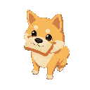 shiba dog had slice of bread on face