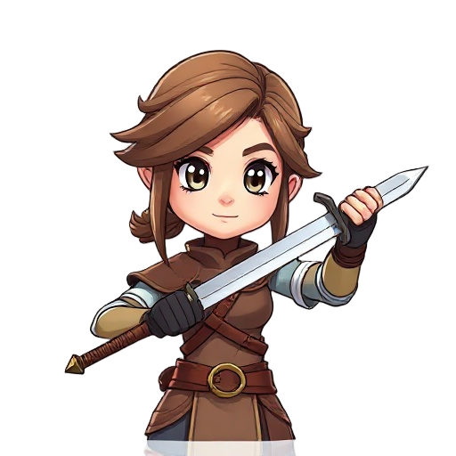 female, hero, using sword