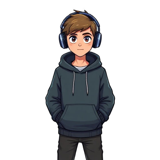 gen z teenage guy wearing hoodie and headphones on head
