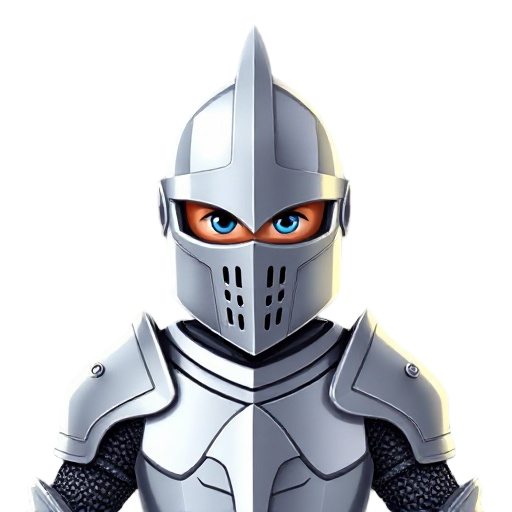  medieval knight in full silver armor