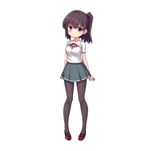 1girl, solo, pantyhose, standing, looking at viewer, white background, simple background, leaning forward, bends forward, bends, collarbone, bent over, short skirt with hig