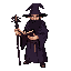  human wizard with grimoire, black beard, dark fantasy, dark purple robe, forked staff, wizard hat