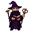  human wizard with grimoire, black beard, dark fantasy, dark purple robe, forked staff, wizard hat