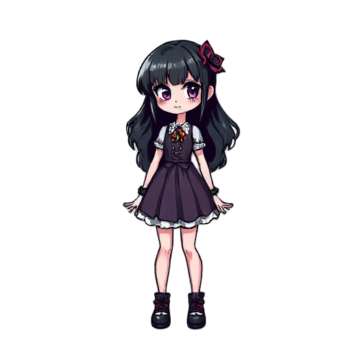gothic girl character sprite, 16 bits