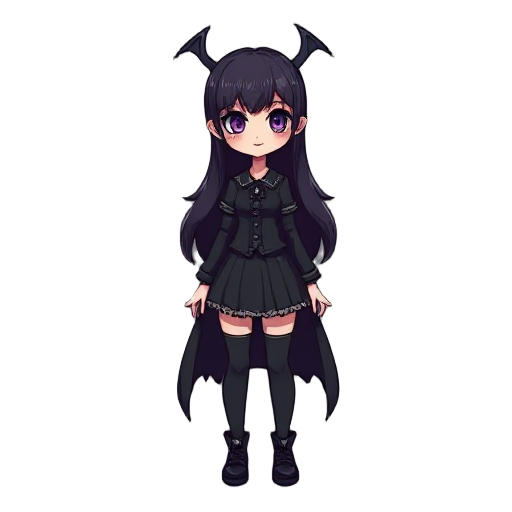 gothic girl character sprite, 