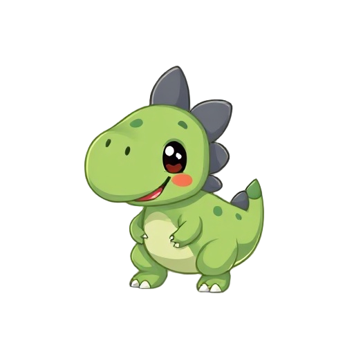 generate a cute little dinasour character with green skin