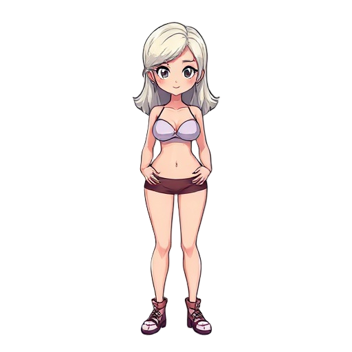 personagem feminino apenas com folhas cobrindo as partes íntimas. com os braços abertos.