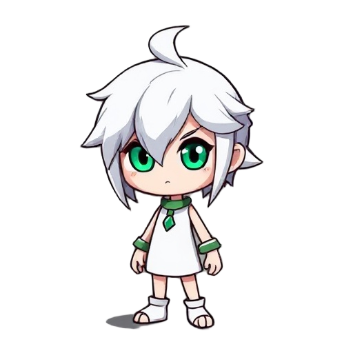 expressionless, white hair, emerald, and black odd-eye 