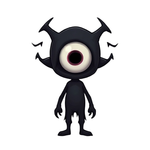 eldritch horror, black figure, one large eye,