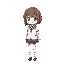 game sprite of japanese highschool uniform girl with brown bob cut hair and sky blue eyes (full body, including feet)