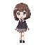 japanese highschool uniform girl with brown bob cut hair and sky blue eyes (full body, including feet)
