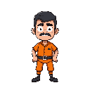 prisoner in orange clothes