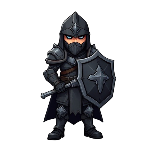 dark fantasy warrior in armor, with shield and sword