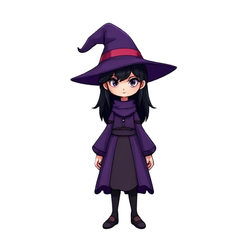 witch purple clothes black hair