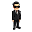 secret service agent wearing sunglasses and a black suit